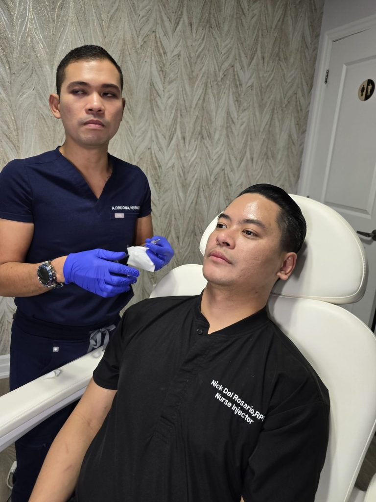 Male patient during a dermal filler assessment at Beauty Maison Aesthetics, Vaughan