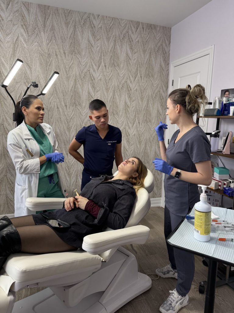 Instructor teaching injection safety and complication management to nurses in Maple, Vaughan